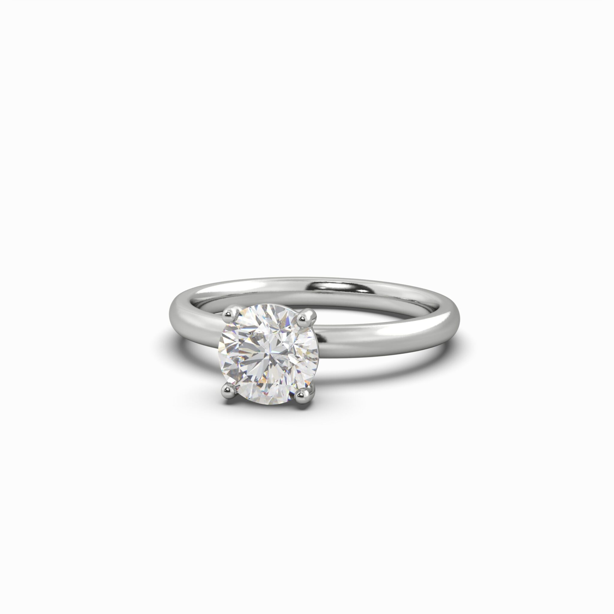 1.29 Carat TW Round Brilliant Lab Grown Diamond Solitaire Side Accent Engagement Ring in 18K White Gold