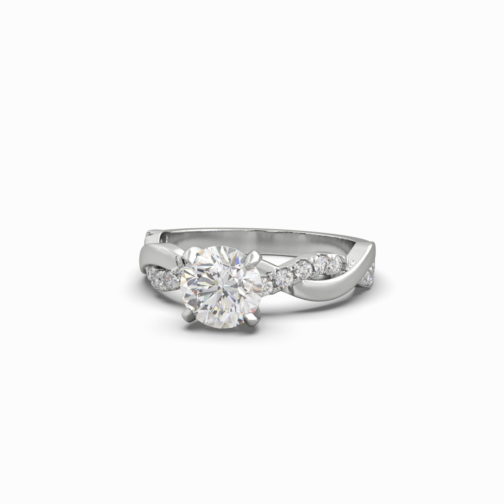 1.02 Carat TW Round Brilliant Lab Grown Diamond Solitaire Engagement Ring in 18K White Gold