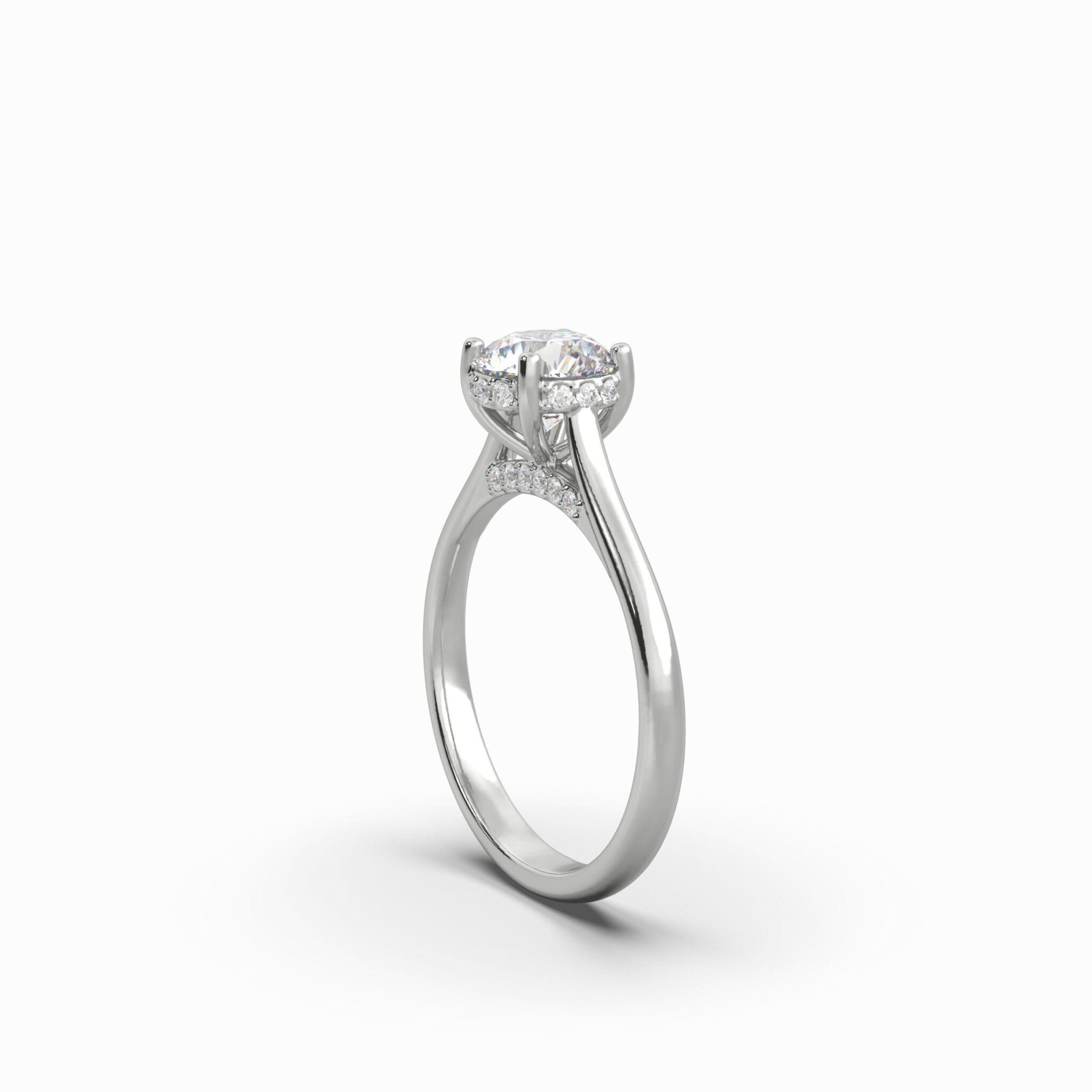 1.14 Carat TW Round Brilliant Lab Grown Diamond Solitaire Halo Engagement Ring in 18K White Gold - Image 5