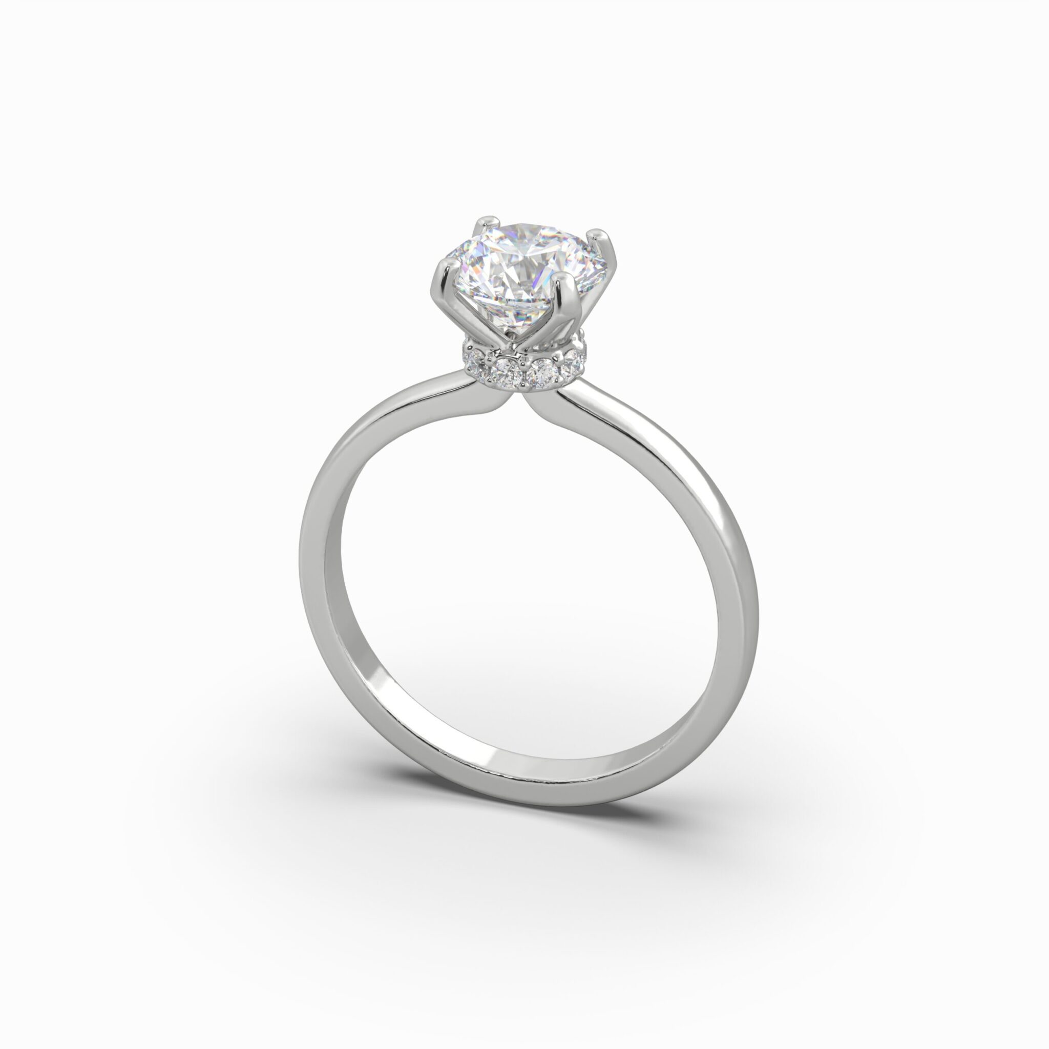 1.12 Carat TW Round Brilliant Lab Grown Diamond Solitaire Hidden Halo Ring in 18K White Gold - Image 5