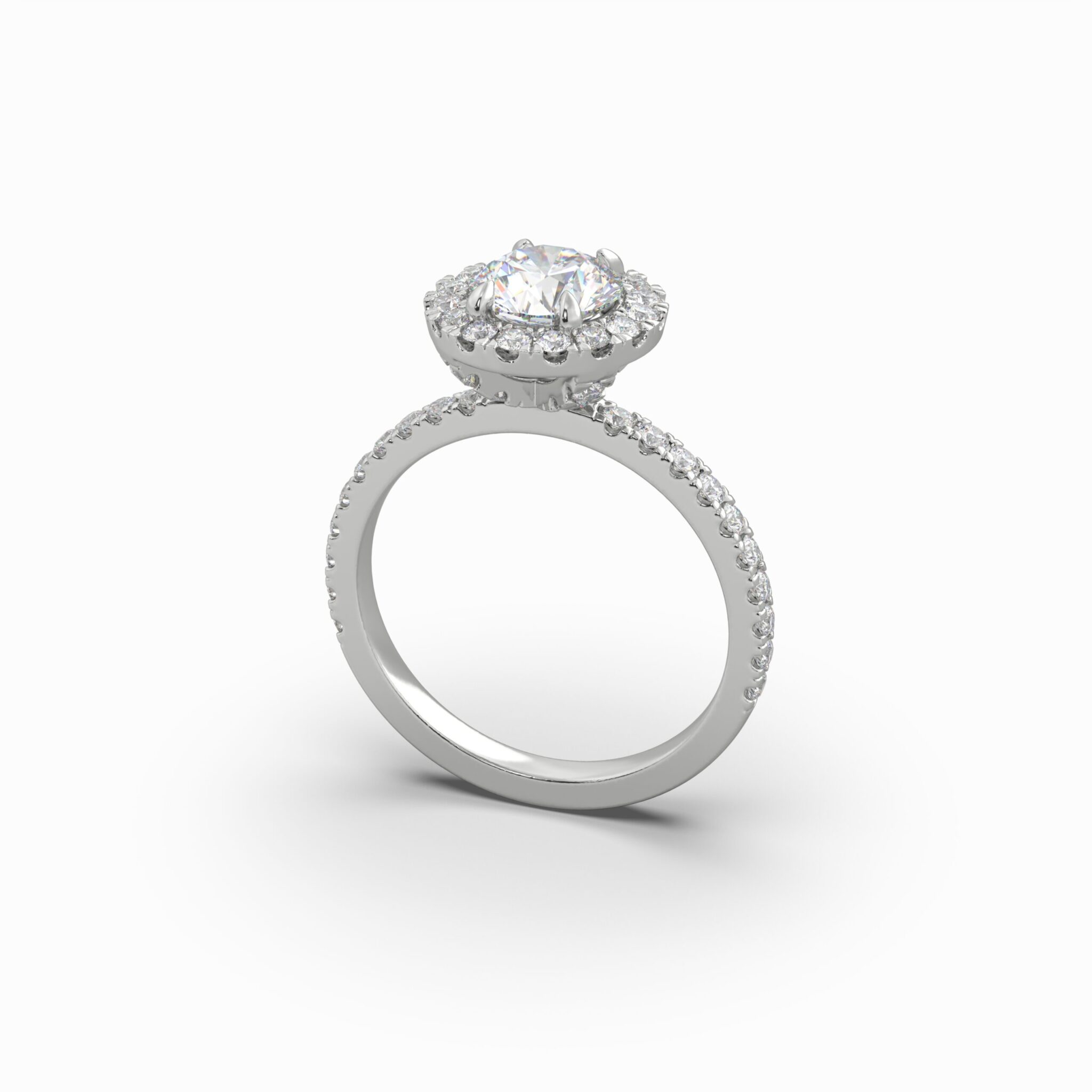 1.59 Carat TW Round Brilliant Lab Grown Diamond Solitaire Side Accent & Halo Ring in 18K White Gold1.59 Carat TW Round Brilliant Lab Grown Diamond Solitaire Side Accent & Halo Ring in 18K White Gold - Image 5