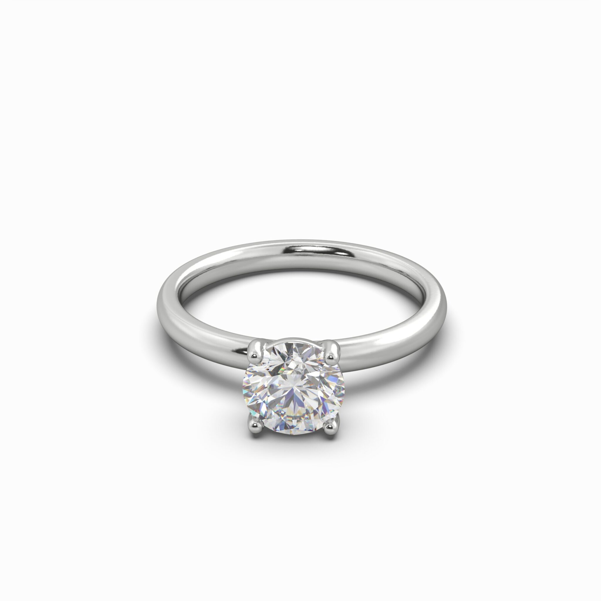1.29 Carat TW Round Brilliant Lab Grown Diamond Solitaire Side Accent Engagement Ring in 18K White Gold - Image 5