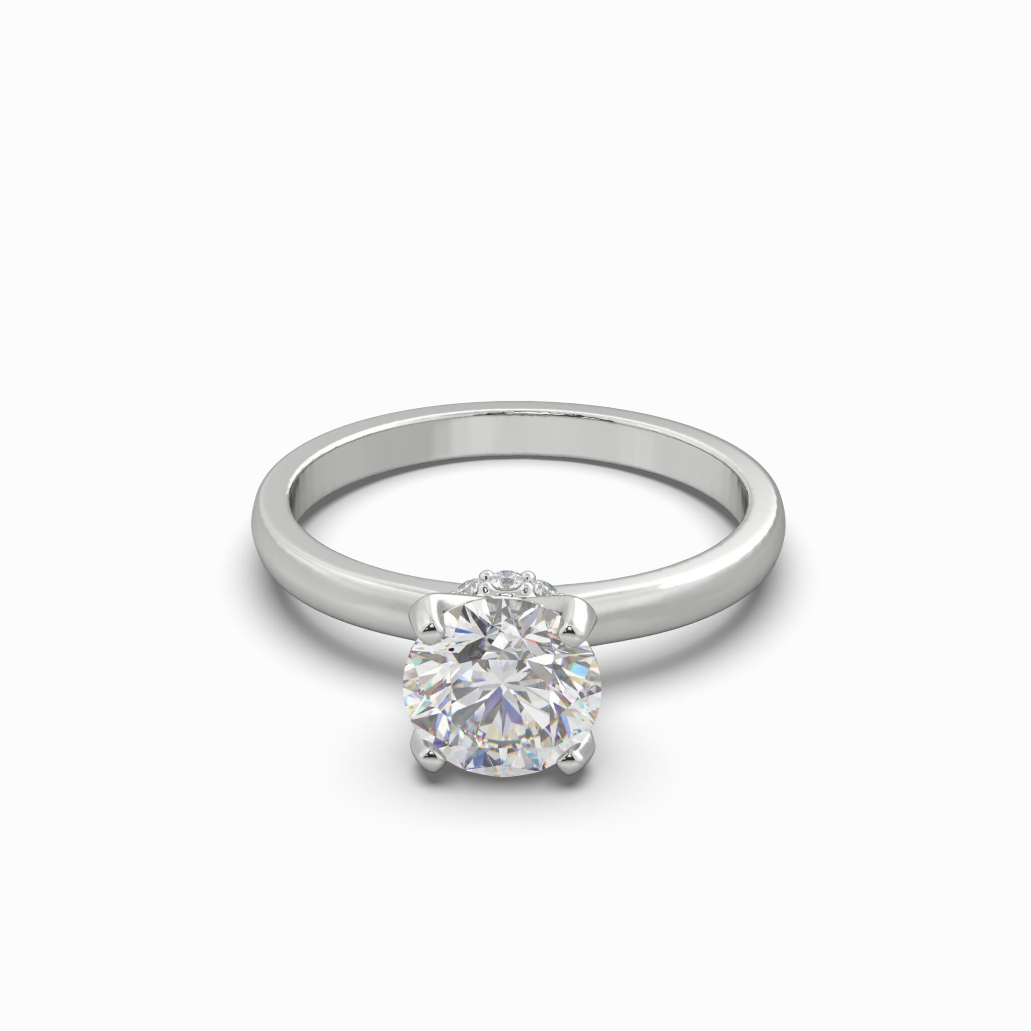 1.12 Carat TW Round Brilliant Lab Grown Diamond Solitaire Hidden Halo Ring in 18K White Gold - Image 3