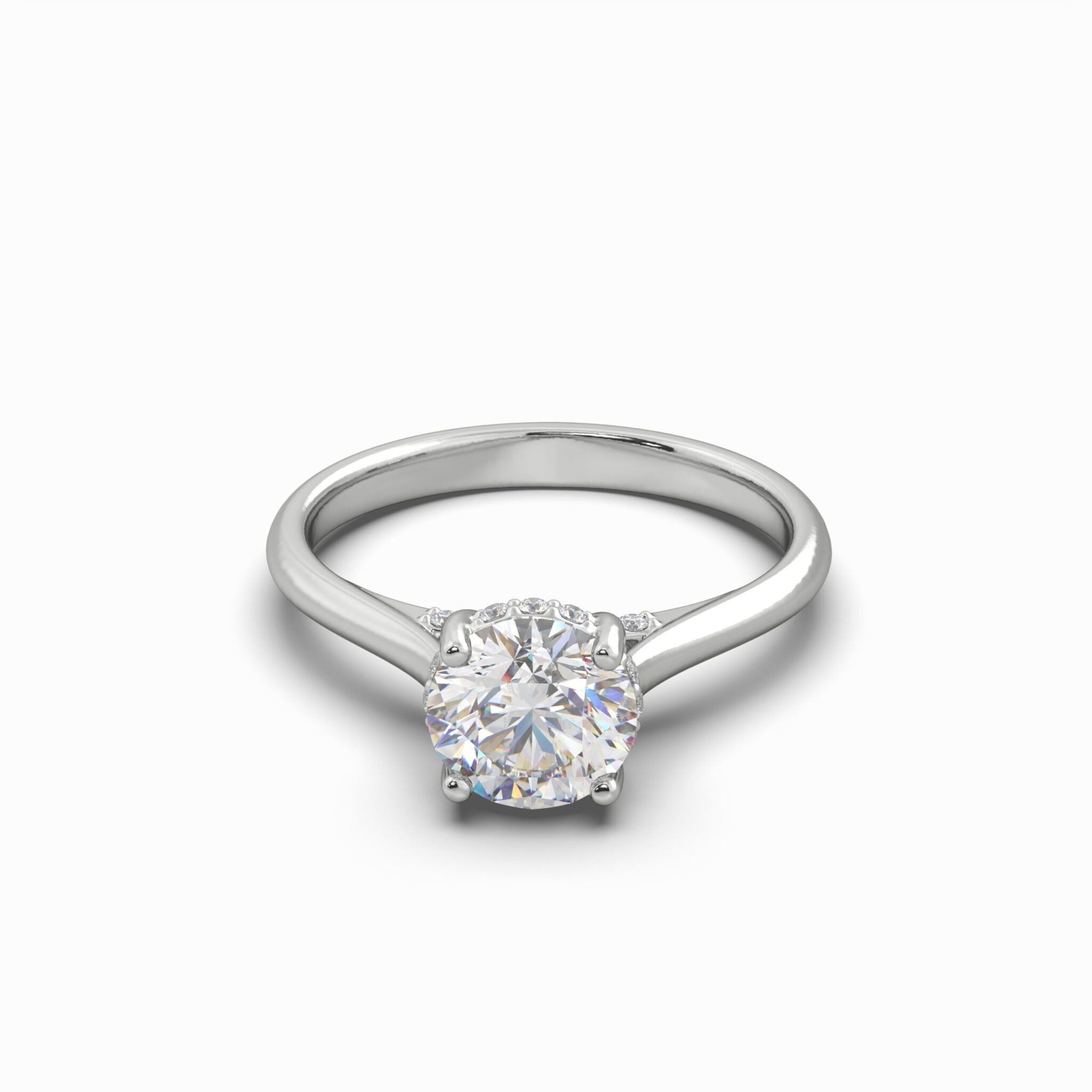 1.14 Carat TW Round Brilliant Lab Grown Diamond Solitaire Halo Engagement Ring in 18K White Gold - Image 3