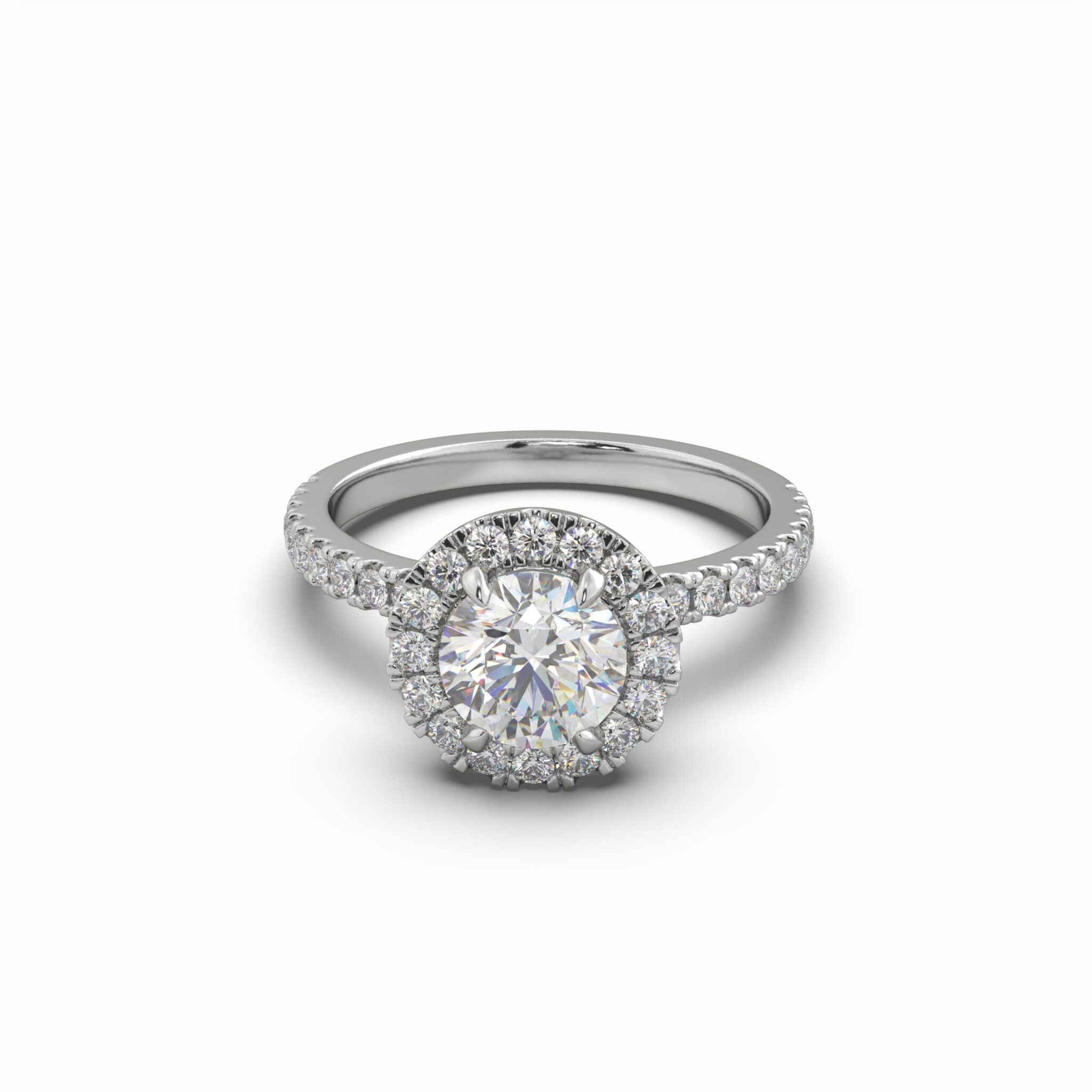 1.59 Carat TW Round Brilliant Lab Grown Diamond Solitaire Side Accent & Halo Ring in 18K White Gold1.59 Carat TW Round Brilliant Lab Grown Diamond Solitaire Side Accent & Halo Ring in 18K White Gold - Image 3
