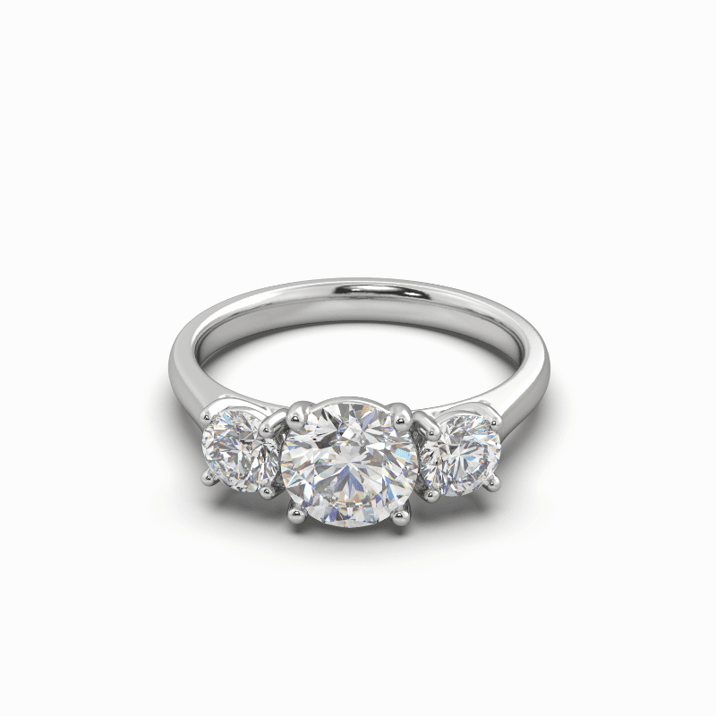 1.66 Carat TW Three Stone Lab Grown Diamond Ring in 18K White Gold