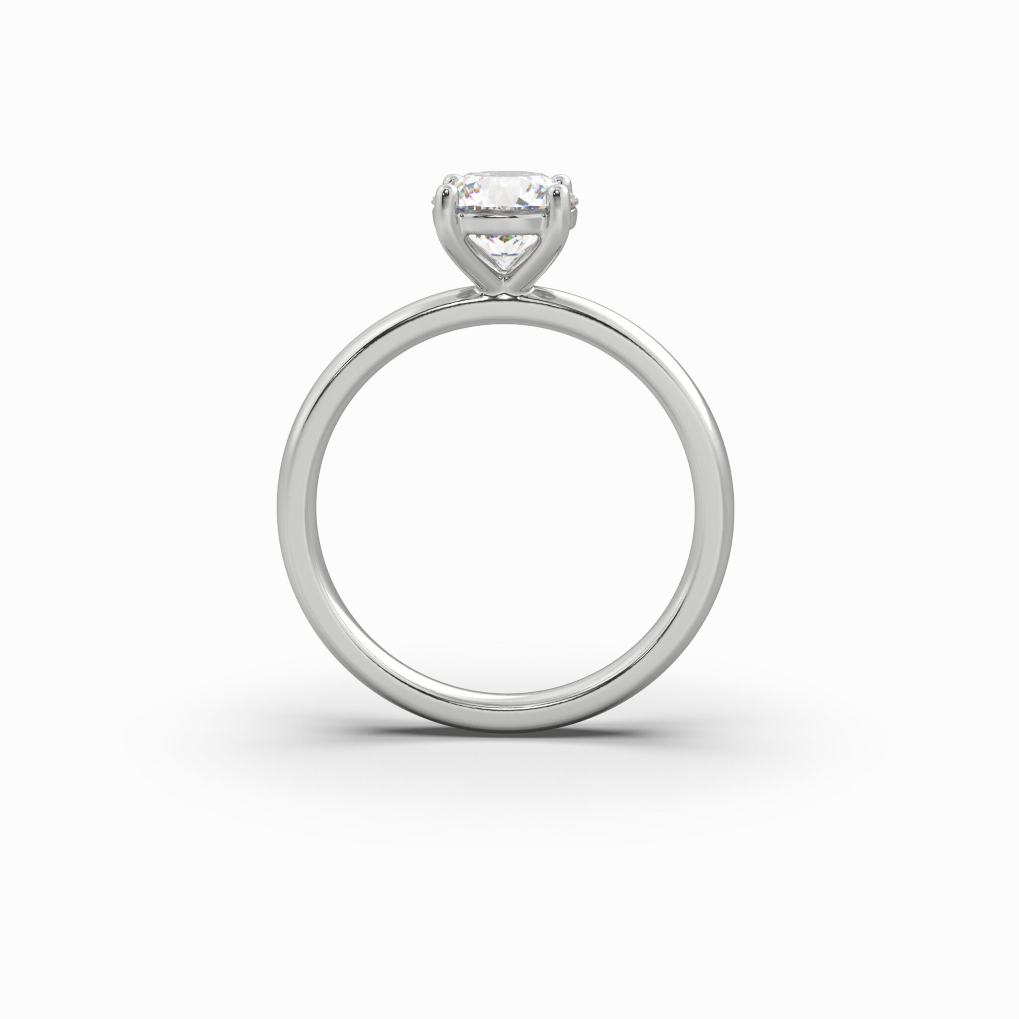 1.29 Carat TW Round Brilliant Lab Grown Diamond Solitaire Side Accent Engagement Ring in 18K White Gold - Image 3