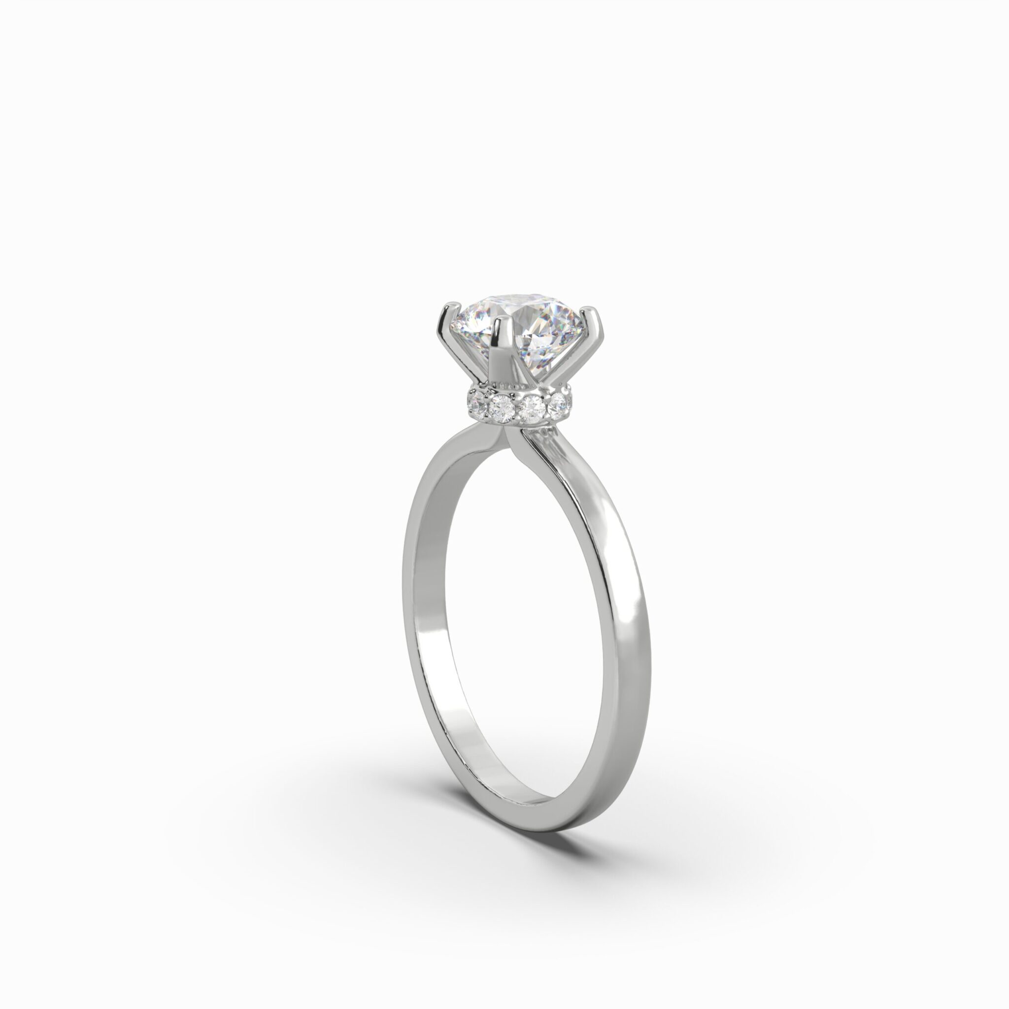 1.12 Carat TW Round Brilliant Lab Grown Diamond Solitaire Hidden Halo Ring in 18K White Gold - Image 4