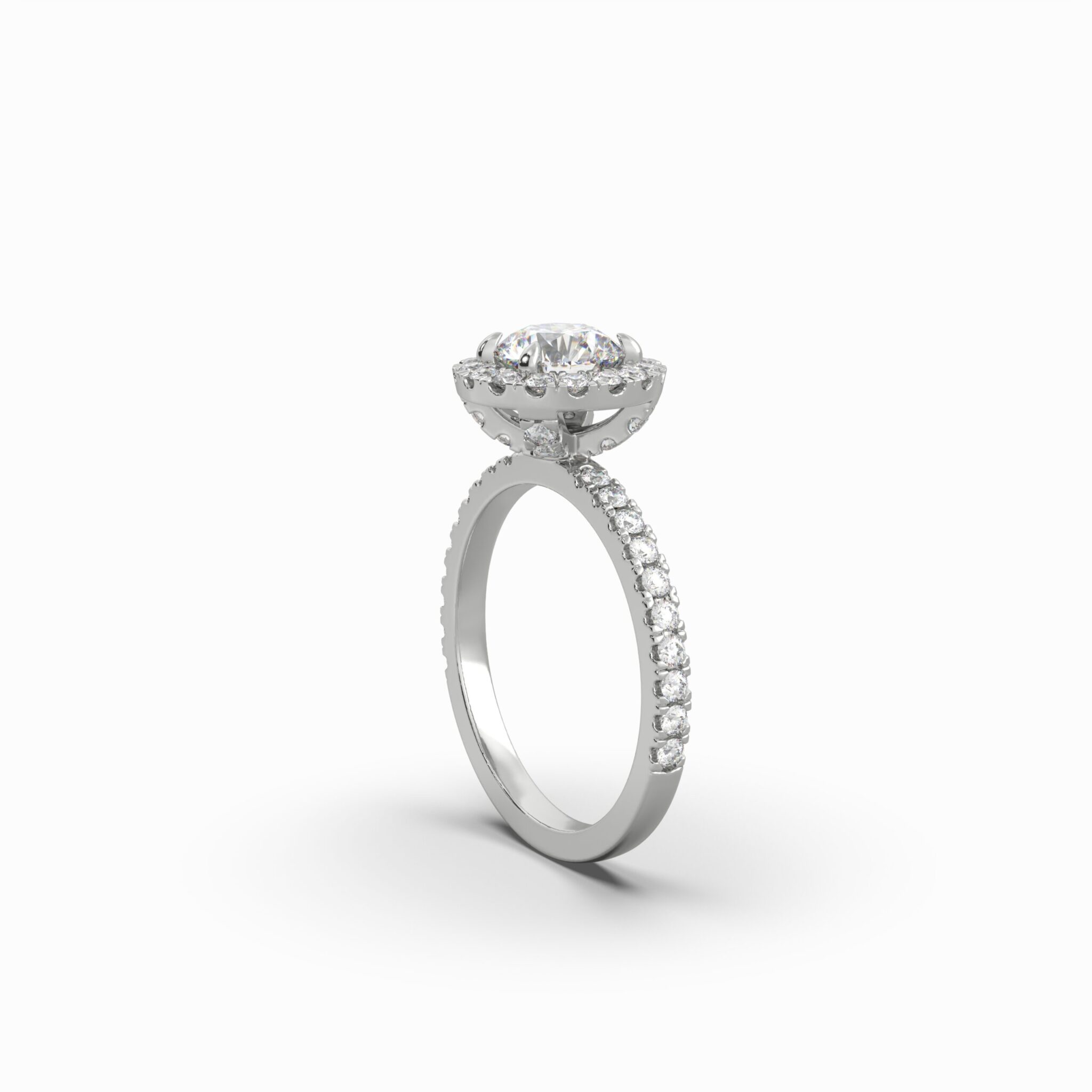 1.59 Carat TW Round Brilliant Lab Grown Diamond Solitaire Side Accent & Halo Ring in 18K White Gold1.59 Carat TW Round Brilliant Lab Grown Diamond Solitaire Side Accent & Halo Ring in 18K White Gold - Image 4