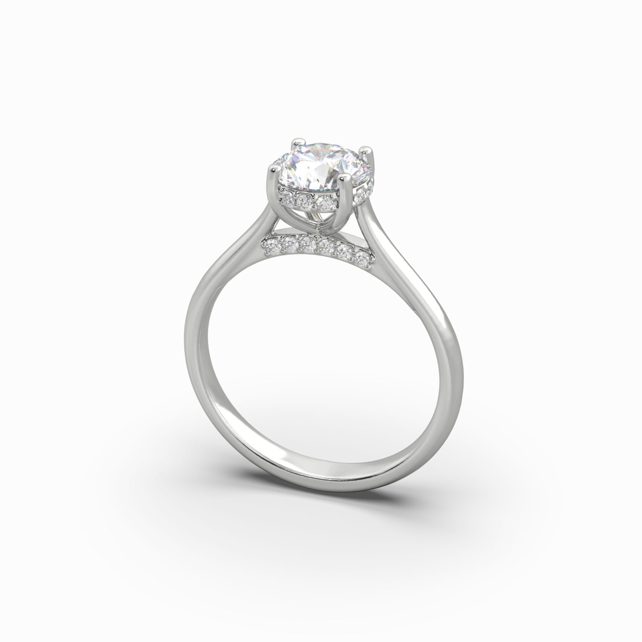 1.14 Carat TW Round Brilliant Lab Grown Diamond Solitaire Halo Engagement Ring in 18K White Gold - Image 4