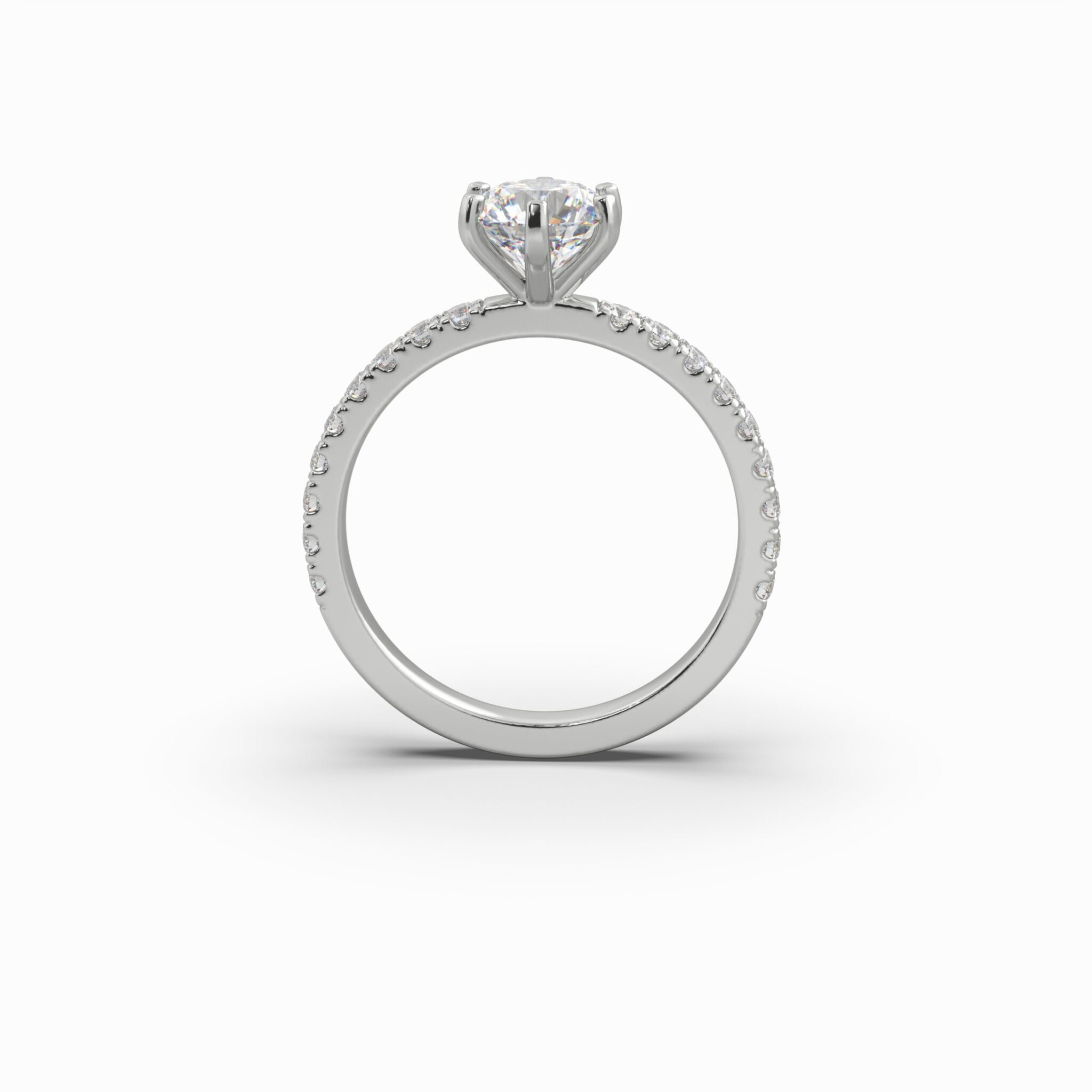1.39 Carat TW Round Brilliant Lab Grown Diamond Solitaire Side Accent Engagement Ring in 18K White Gold - Image 4